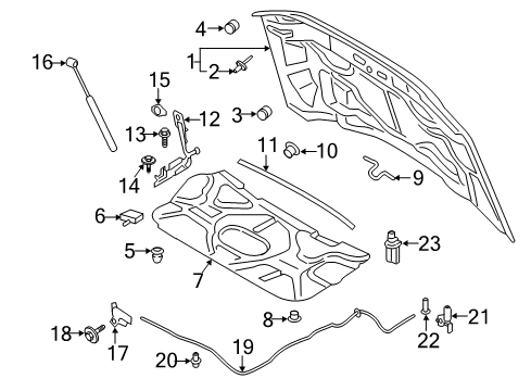 2017 Ford F-350 Super Duty Hood & Components Release Handle Diagram for FL3Z-16916-AA