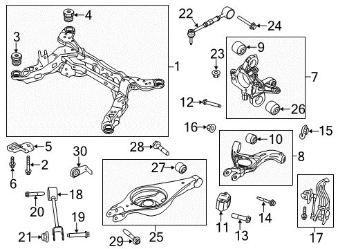 2013 Lincoln MKS Rear Suspension Components, Lower Control Arm, Upper Control Arm, Stabilizer Bar Suspension Crossmember Bracket Diagram for 8A8Z-5084-A