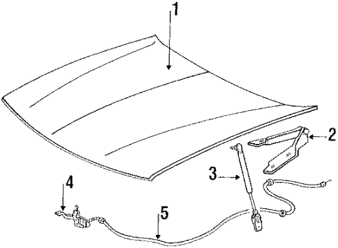 1993 Lincoln Continental Hood & Components Lock Diagram for E8OY16700A