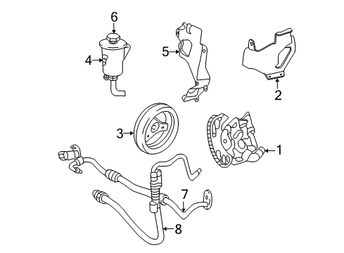 2005 Mercury Mountaineer P/S Pump & Hoses, Steering Gear & Linkage Pressure Hose Diagram for 4L2Z-3A719-AA