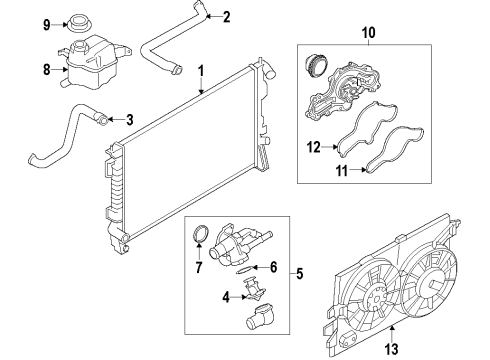 2010 Lincoln MKX Cooling System, Radiator, Water Pump, Cooling Fan Fan Assembly Diagram for 9T4Z-8C607-A