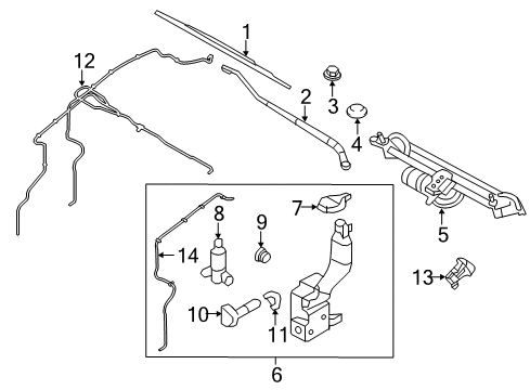 2014 Lincoln MKX Wiper & Washer Components Rear Motor Diagram for BT4Z-17508-A