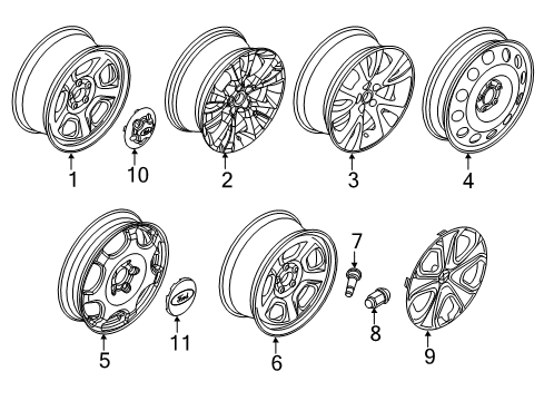 2016 Ford Special Service Police Sedan Wheels, Center Cap Wheel, Spare Diagram for 8A5Z-1007-D