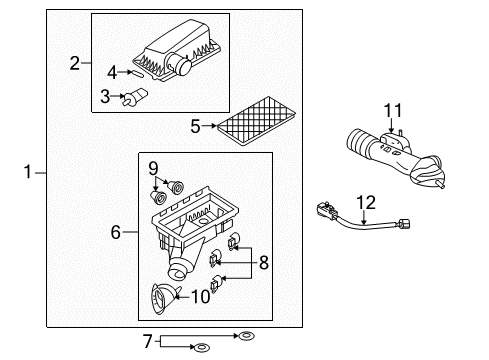 2008 Ford Explorer Sport Trac Powertrain Control Air Cleaner Assembly Diagram for 6L2Z-9600-D