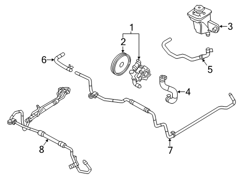 2002 Lincoln LS P/S Pump & Hoses, Steering Gear & Linkage Reservoir Hose Diagram for XW4Z-3691-AA