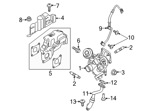 2015 Ford Focus Turbocharger Oil Feed Tube Screw Diagram for -W505532-S437