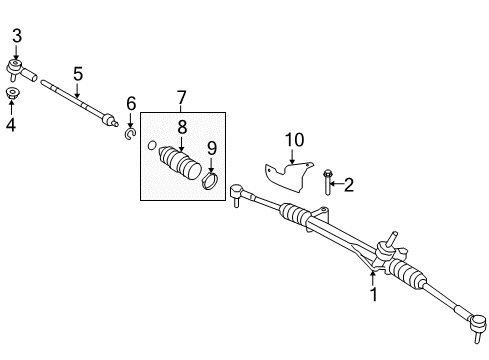 2009 Ford Escape Steering Gear & Linkage Gear Assembly Diagram for AL8Z-3504-BRM