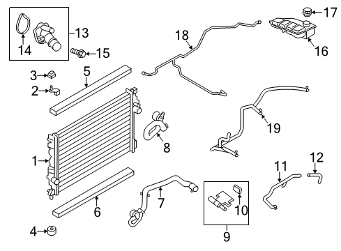 2013 Ford Escape Radiator & Components Reservoir Hose Diagram for CV6Z-8075-Z