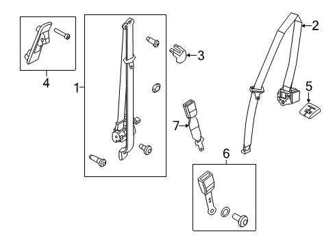2015 Ford F-250 Super Duty Seat Belt Latch Diagram for BC3Z-26611B60-AA