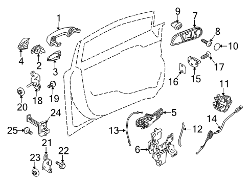 2012 Ford Fiesta Front Door Latch Diagram for AE8Z-5421812-A