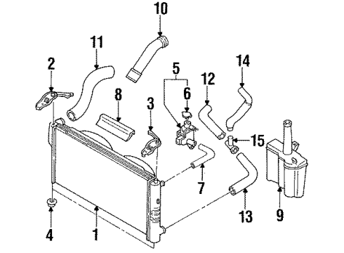 1996 Ford Probe Radiator & Components Recovery Tank Diagram for F42Z8A080A