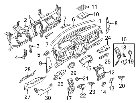 2012 Ford F-150 Instrument Panel Center Panel Diagram for 9L3Z-1504302-AB