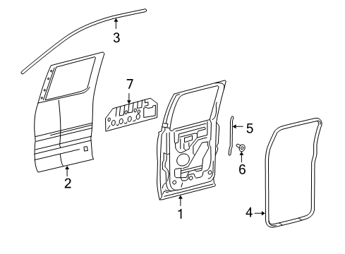 2004 Ford F-150 Rear Door Trim Cover Diagram for 4L3Z-1626087-AA