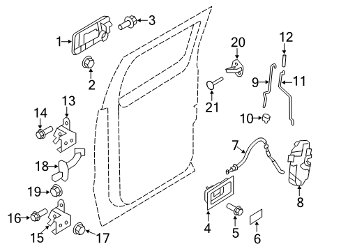 2011 Ford F-150 Rear Door - Lock & Hardware Cable Diagram for 9L3Z-54221A00-A