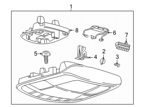 2021 Ford F-150 Anti-Theft Components Overhead Console Clip Diagram for -W711045-S424