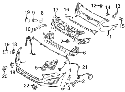 2016 Ford Transit Connect Front Bumper Upper Cover Screw Diagram for -W701107-S442
