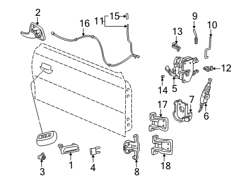 2001 Ford Mustang Door & Components Lock Cylinder Diagram for F8ZZ-6321990-AA