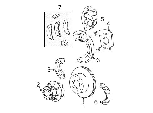 2004 Ford E-150 Rear Brakes Backing Plate Diagram for F7UZ-2212-AA