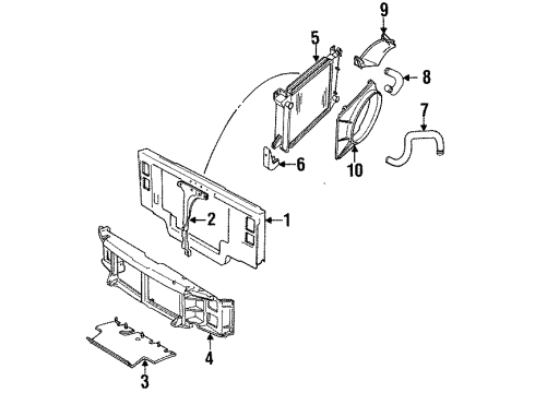 1992 Ford Bronco Radiator & Components, Radiator Support, Cooling Fan Shroud Diagram for FOTZ8146D