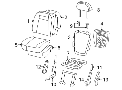 2003 Ford F-150 Rear Seat Components Seat Back Pad Diagram for 1L3Z-1666800-BA