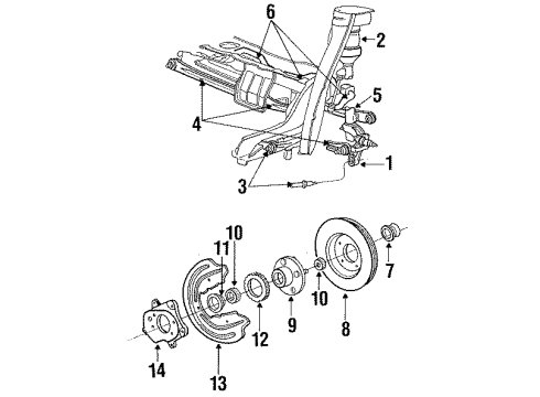 1994 Lincoln Continental Rear Brakes ABS Rotor Diagram for F3DZ-2C189-A