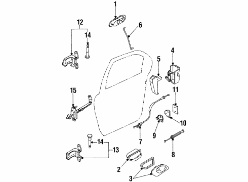 2000 Ford Contour Rear Door - Lock & Hardware Handle, Outside Diagram for F5RZ5426605AA