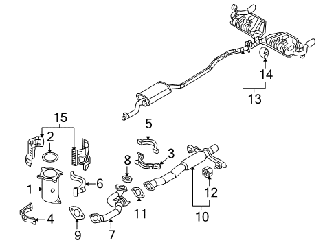 2007 Lincoln MKX Exhaust Components Catalytic Converter Diagram for 7T4Z-5E213-BC