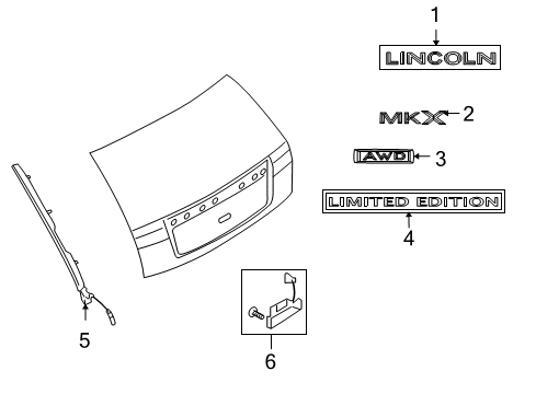 2009 Lincoln MKX Exterior Trim - Lift Gate Nameplate Diagram for 2L7Z-7842528-CA