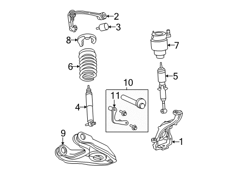 2004 Ford Expedition Front Suspension Components, Lower Control Arm, Upper Control Arm, Stabilizer Bar Adjust Cam Diagram for 2L1Z3B236BA
