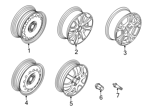2011 Ford Fiesta Wheels Wheel Nut Diagram for BE5Z-1012-A