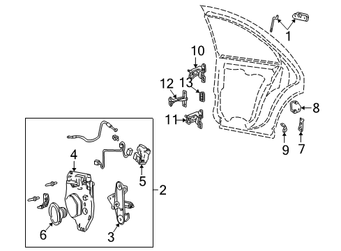 2006 Lincoln LS Rear Door - Lock & Hardware Latch Assembly Diagram for 3W4Z-54203A28-BB