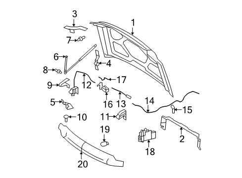 2008 Ford F-350 Super Duty Bulbs Release Cable Diagram for 8C3Z-16916-A