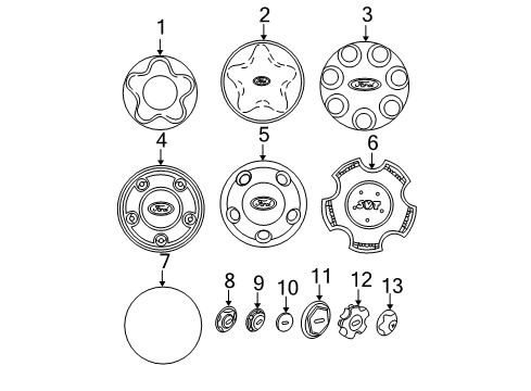 2001 Ford F-150 Wheel Covers & Trim Cap Diagram for 1L3Z-1130-AB