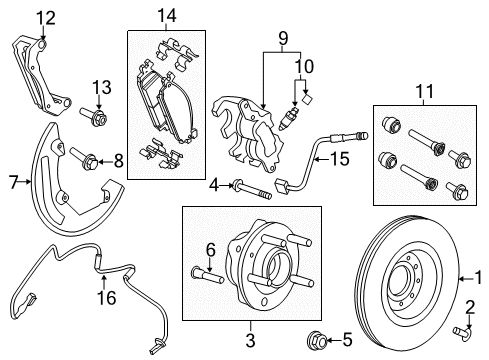 2012 Lincoln MKT Brake Components Guide Pin Diagram for 6L2Z-2386-A