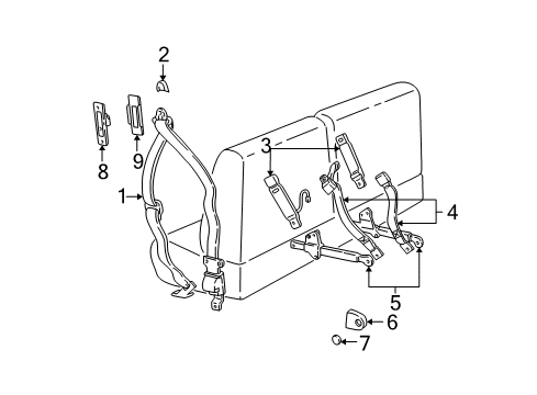 1996 Ford Explorer Seat Belt Buckle End Diagram for F57Z-7860045-BBB