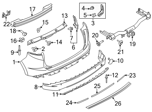 2016 Ford Edge Rear Bumper Tow Bracket Cover Diagram for FT4Z-17K922-AA