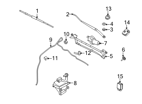 2011 Mercury Milan Wiper & Washer Components Reservoir Assembly Diagram for BE5Z-17618-A