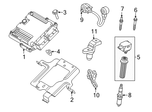2018 Ford Explorer Ignition System Upper Bracket Diagram for DB5Z-12A659-B