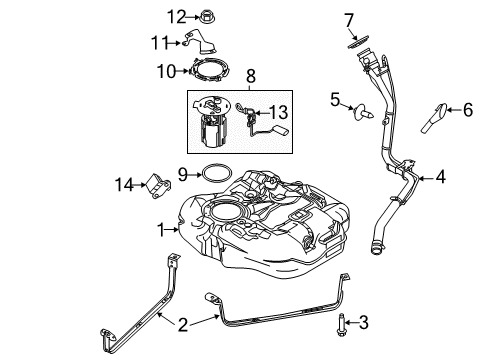 2017 Ford Focus Fuel Supply Tank Strap Diagram for BV6Z-9054-D
