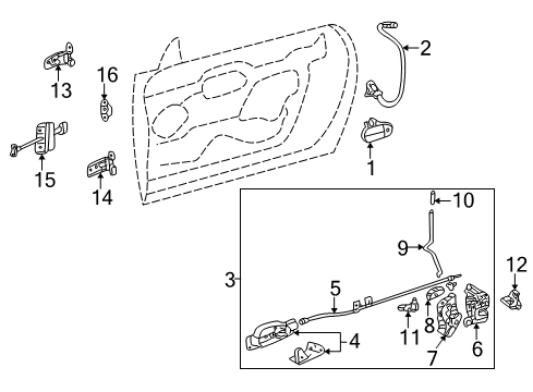 2002 Ford Thunderbird Lock & Hardware Latch Assembly Diagram for 3W6Z-76219A64-AB