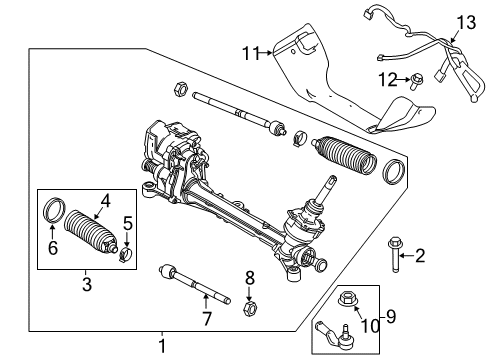 2018 Ford Focus Steering Gear & Linkage Outer Tie Rod Diagram for BV6Z-3A130-F