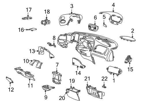 2002 Lincoln Blackwood Instrument Panel Air Outlet Vent Diagram for YL3Z-19893-CAB
