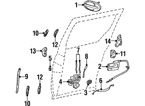 1999 Ford Windstar Side Loading Door - Lock & Hardware Striker Diagram for XF2Z-17264A10-AA