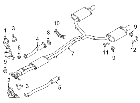 2015 Ford Flex Exhaust Components Muffler & Pipe Diagram for DA8Z-5230-A