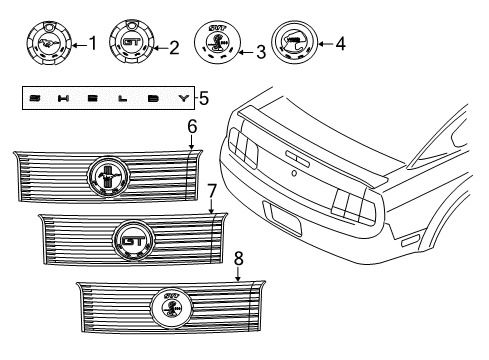2013 Ford Mustang Exterior Trim - Trunk Lid Finish Panel Diagram for AR3Z-6342528-CA