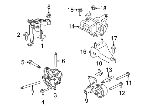 2015 Ford Fiesta Engine & Trans Mounting Torque Arm Screw Diagram for -W500034-S442