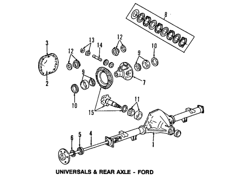 1996 Ford E-150 Econoline Club Wagon Rear Axle, Differential, Propeller Shaft Drive Shaft Diagram for YC2Z-4602-EA