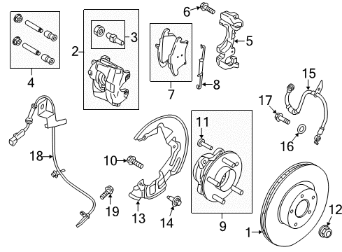 2019 Lincoln MKZ Brake Components Front Pads Diagram for HP5Z-2001-C