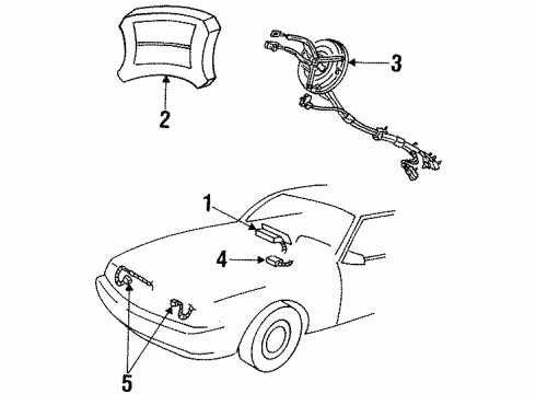 1998 Ford Mustang Air Bag Components Clock Spring Diagram for F8AZ-14A664-AA