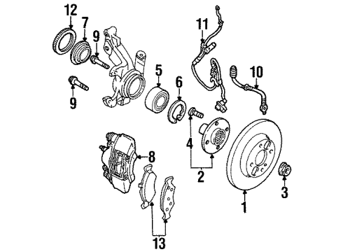 1999 Ford Escort Brake Components Rear Shoes Diagram for F7CZ-2200-BA